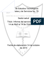 Informe del servicio social del 14 de Abril al 14 de Octubre 2014
