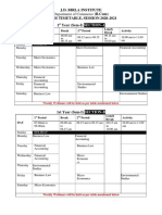 J.D. Birla Institute Class Timetable, Session 2020-2021 1 Year (Sem-I)