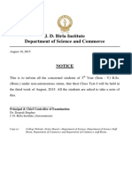 J. D. Birla Institute Department of Science and Commerce: Notice