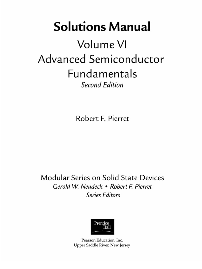 semiconductor fundamentals volume modular modular series on solid state devices