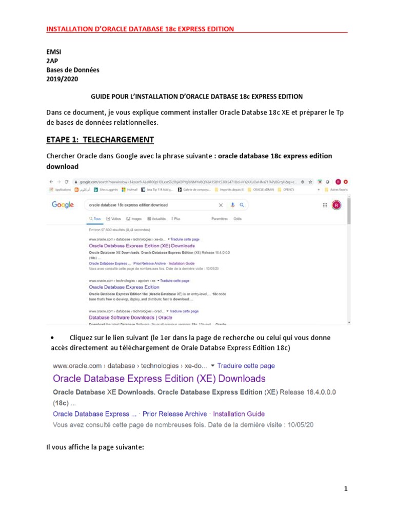Installation d'Oracle Database 18c XE | PDF | Base de données Oracle ...