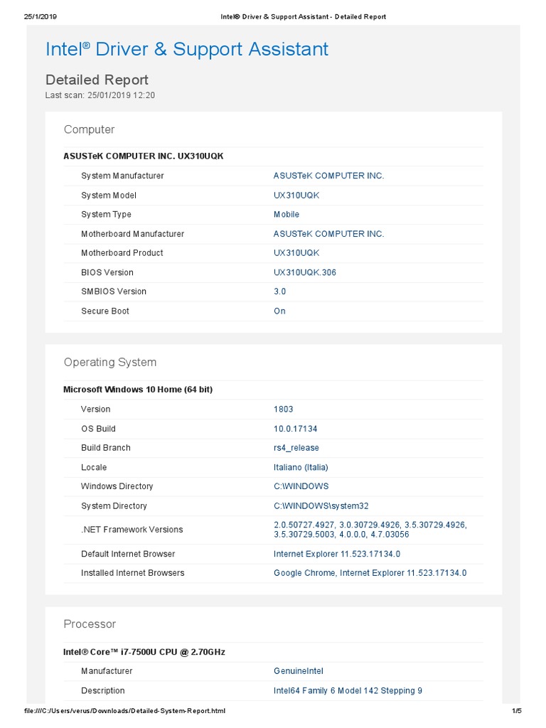 Intel® Driver & Support Assistant - Detailed Report PDF | PDF | Device ...