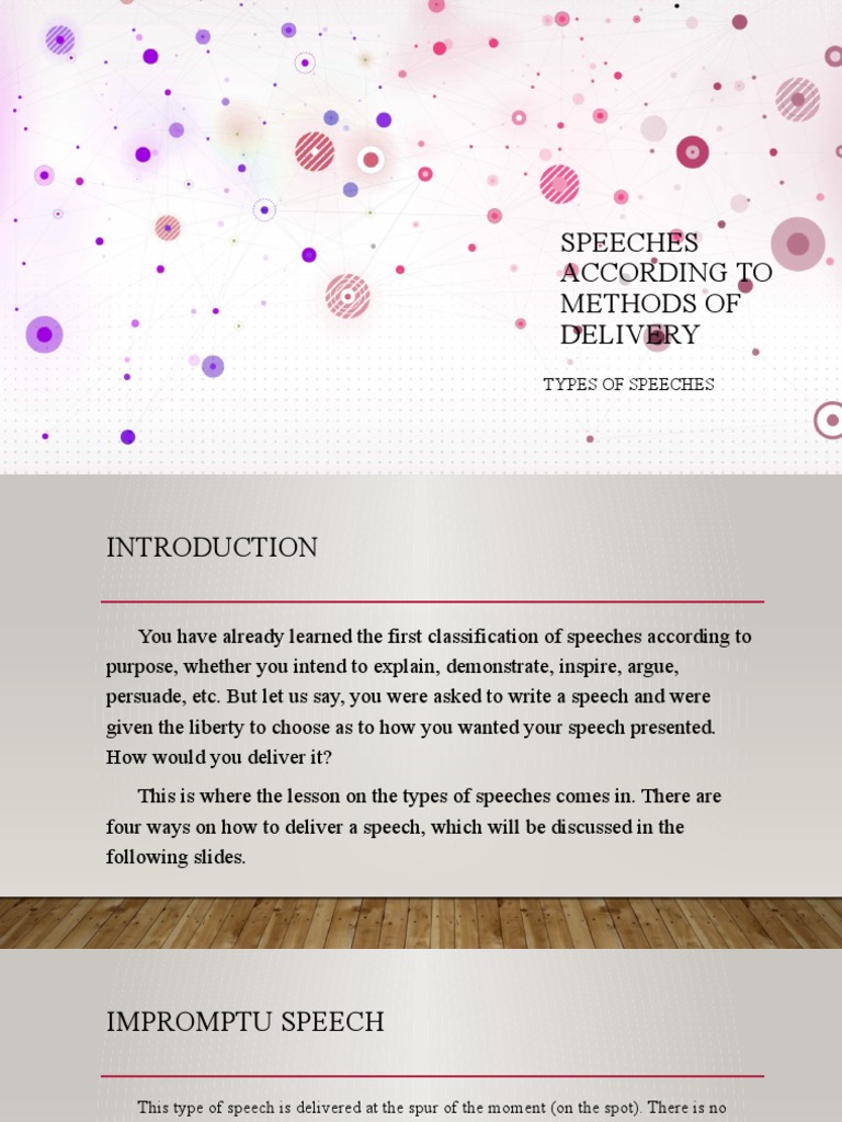 Speeches According To Methods of Delivery | PDF | Communication ...