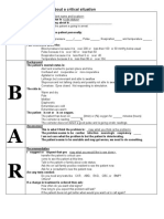 SBAR Report To Physician About A Critical Situation