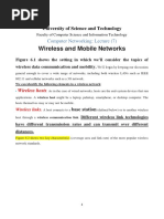 Wireless and Mobile Networks: University of Science and Technology