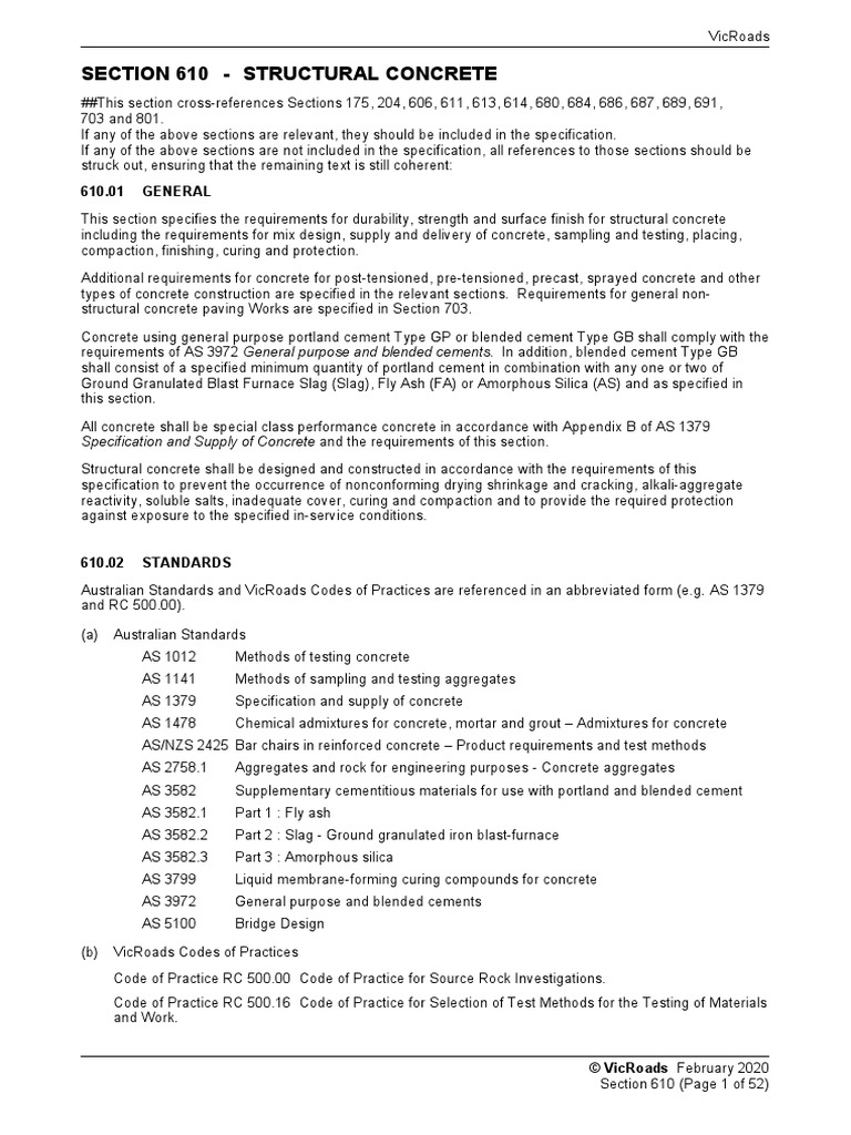 Sec610 - Structural Concrete | PDF | Concrete | Cement