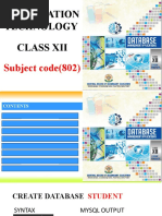 Information Technology (802) - Class 12 - Lesson 1 - Mysql Commands