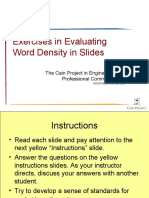 Exercises in Evaluating Word Density in Slides: The Cain Project in Engineering and Professional Communication