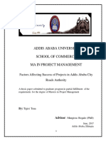 Addis Ababa University School of Commerce Ma in Project Management