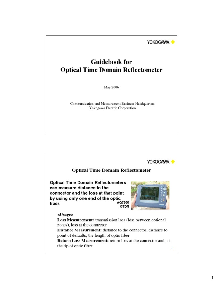 Guidebook For Optical Time Domain Reflectometer | PDF | Optical Fiber ...