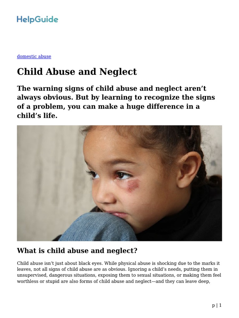 Signs and Effects of Child Abuse | PDF | Child Neglect | Child Abuse