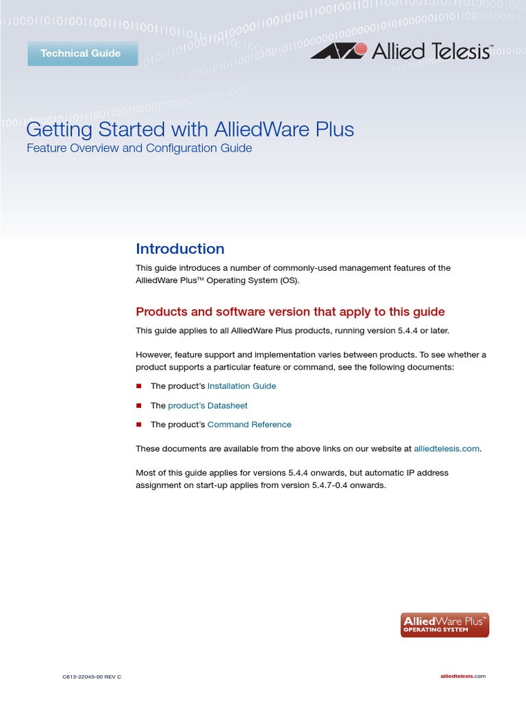 Getting started with alliedware plus feature overview and