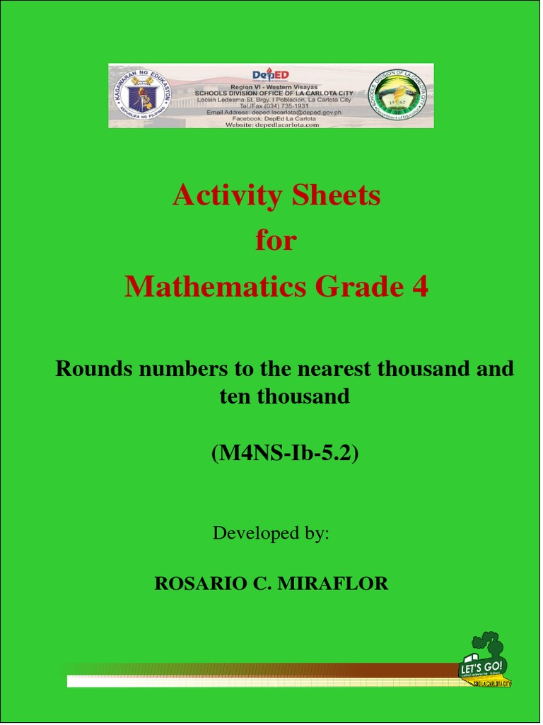 Mathematics Grade 4 - Activity Sheet - Round Numbers | Download Free