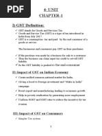 4-Unit Chapter-1 I) G ST Definition:: o The End-Consumer