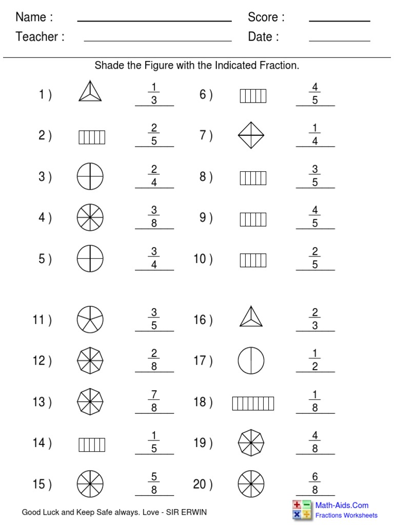 Fractions Worksheet for Practice | PDF