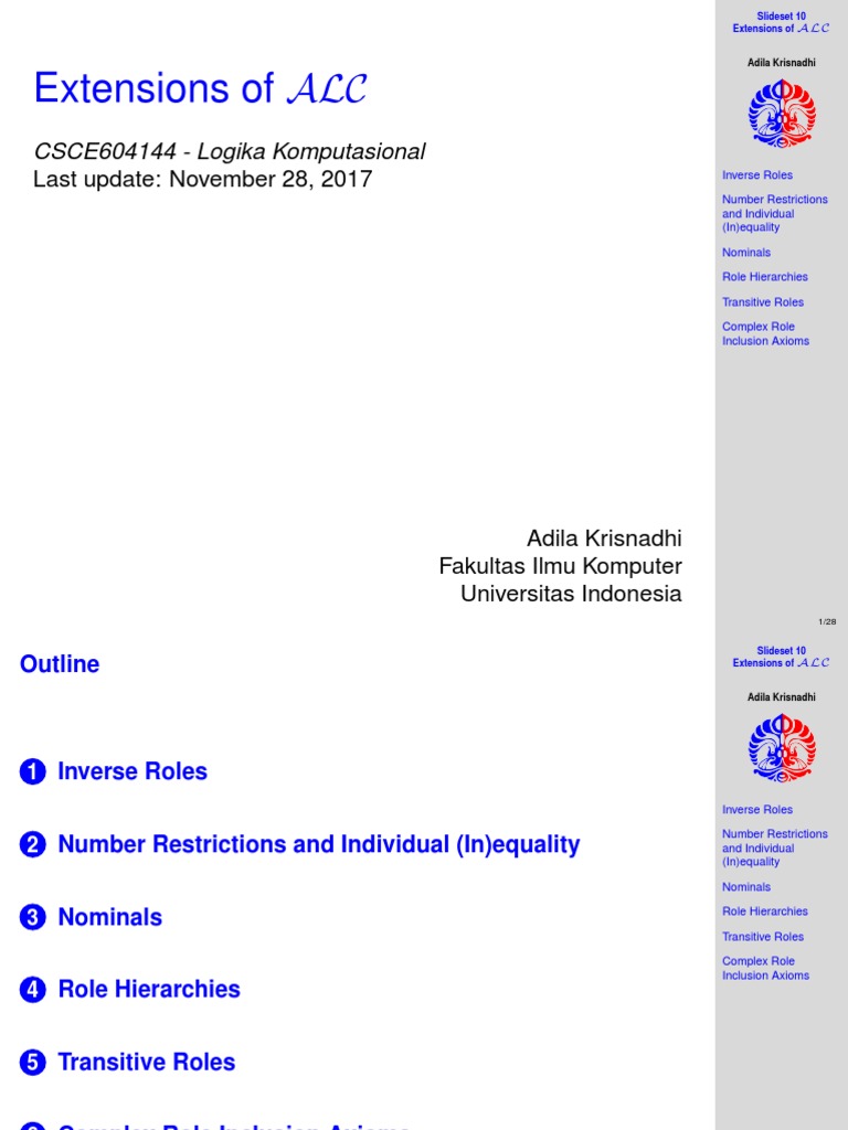 ALC Extensions: Inverse Roles & Restrictions | PDF | Interpretation ...