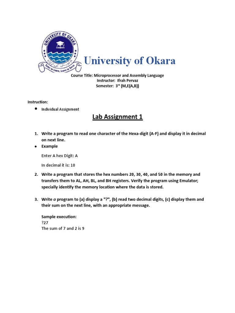 Lab Assignment 1 | PDF