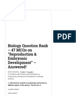 MCQs On "Human Reproduction & Embryonic Development".