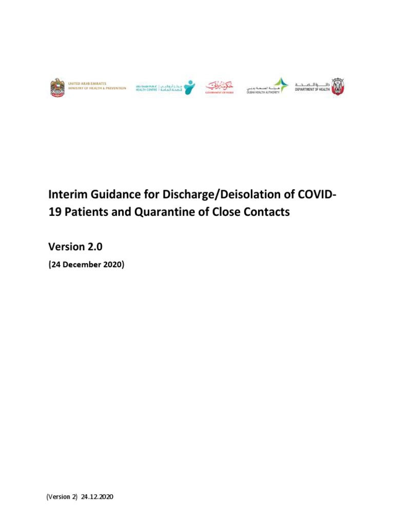 COVID-19 Patient Discharge and Quarantine Guidelines | PDF | Symptom ...
