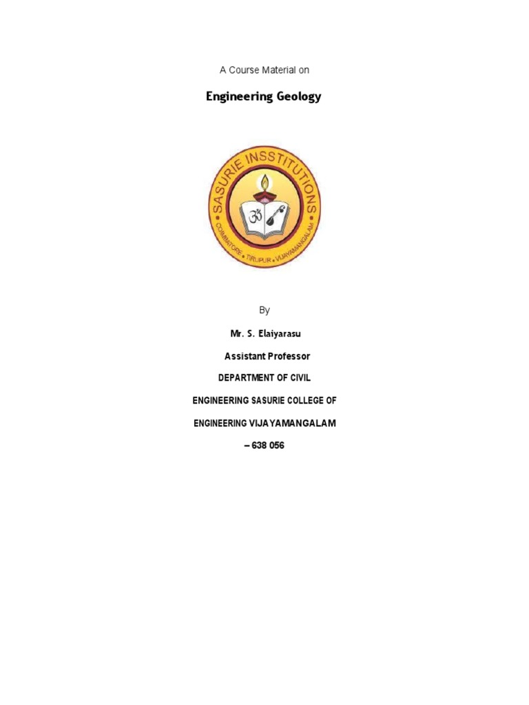 Engineering Geology Course Material | PDF | Minerals | Porosity