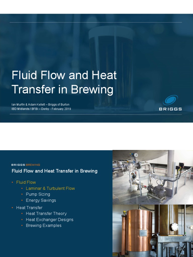 Fluid Flow and Heat Transfer in Brewing | PDF | Heat Transfer | Heat ...