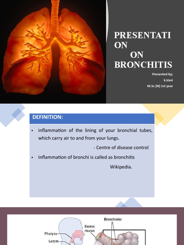 Presentati ON ON Bronchitis: Presented by K.vani M.SC (N) 1st Year ...