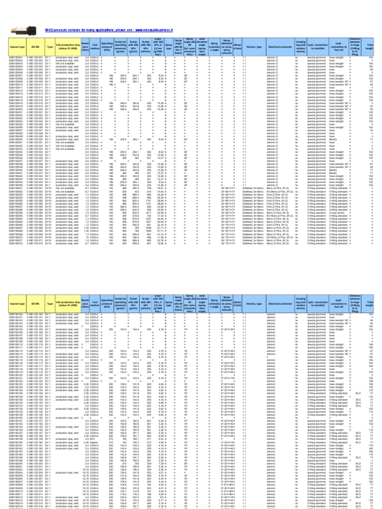 Bosch Injector Data Overview | PDF | Manufactured Goods | Nature