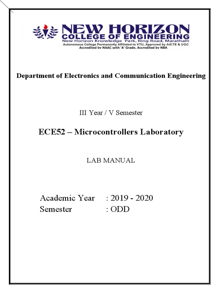 Microcontrollers Lab Manual ECE52 2019-20 | PDF | Microcontroller ...