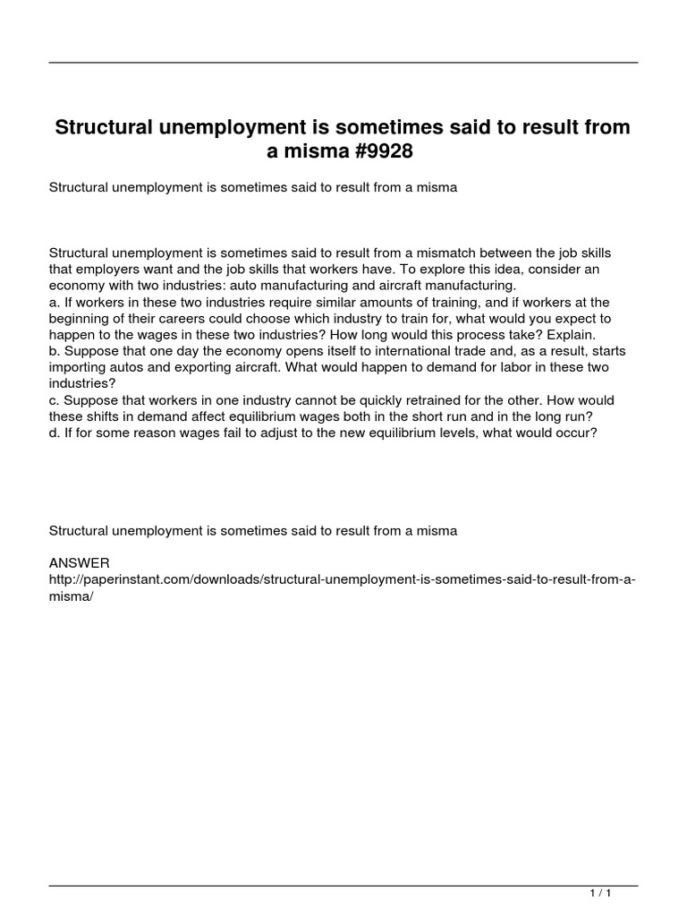 Structural Unemployment and Wage Dynamics | PDF