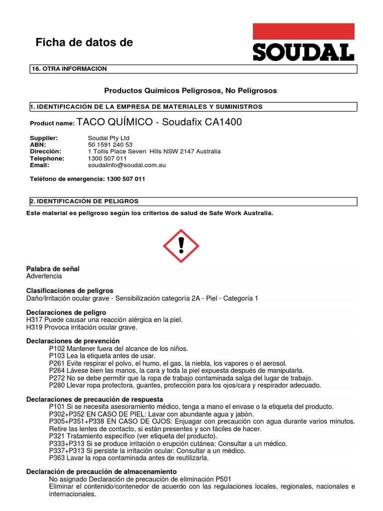 Taco Químico CA 1400, Código: H-0775.11 - Empresas Carbone