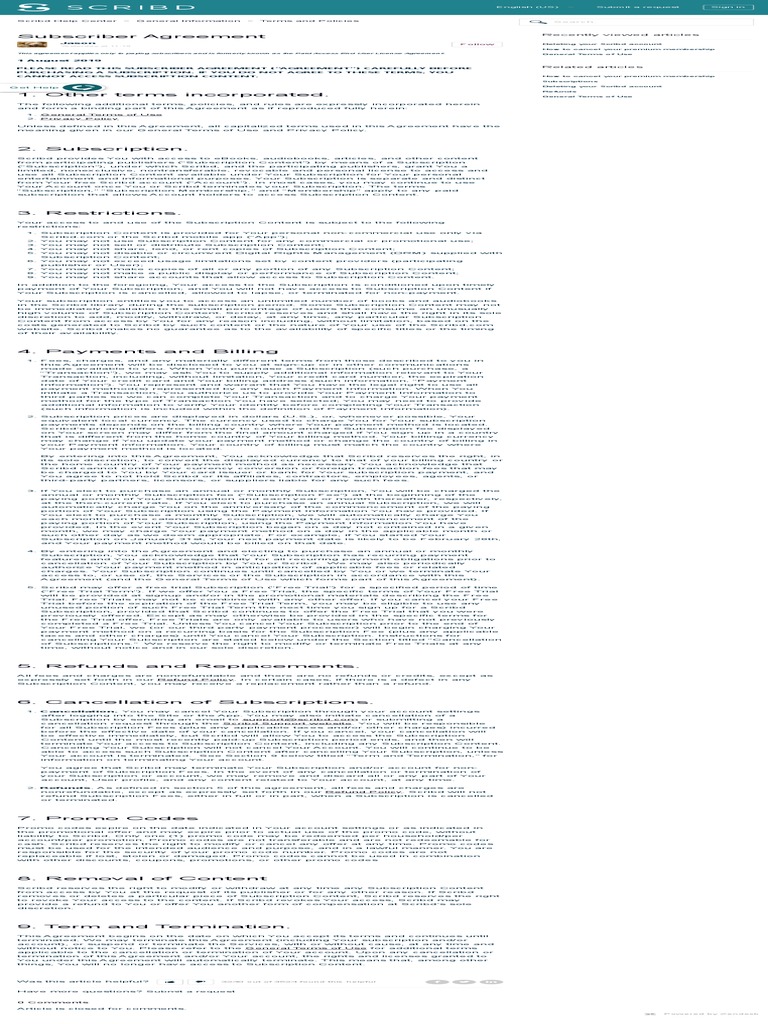 Subscriber Agreement | PDF | Financial Transaction | Subscription ...