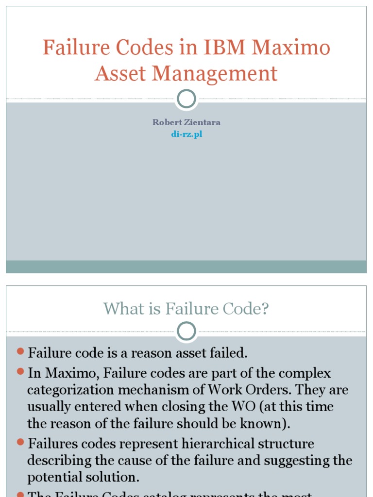 IBM Maximo Failure Codes Overview | PDF | Systems Engineering | Computing