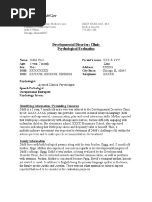 Sample Report ADI-R & ADOS-2 | PDF | Autism | Nonverbal Communication