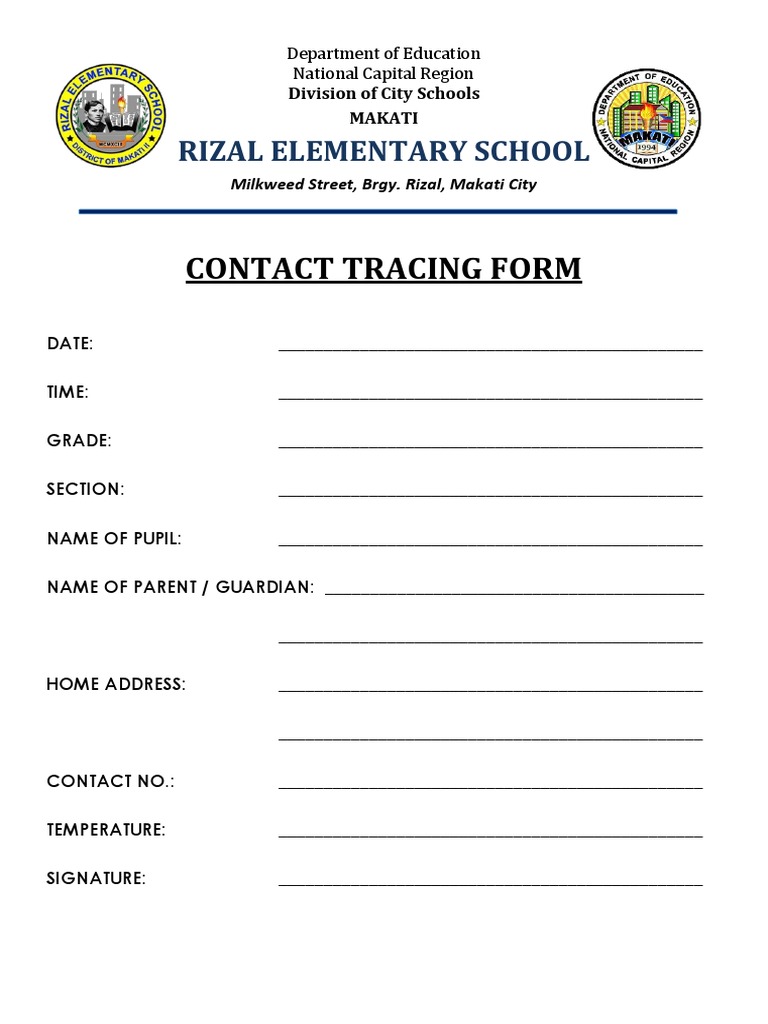 Contact Tracing Form PDF