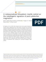 A Metasomatized Lithospheric Mantle Control On The Metallogenic Signature of Post-Subduction Magmatism