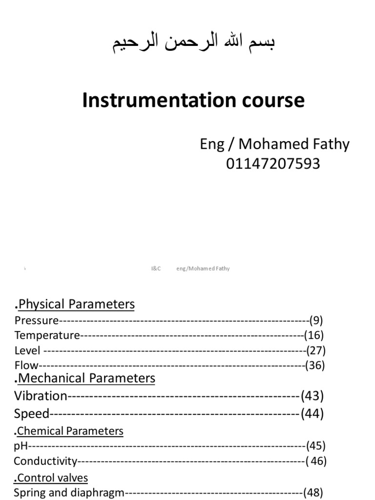 Instrumentation Course Guide | PDF | Flow Measurement | Waves