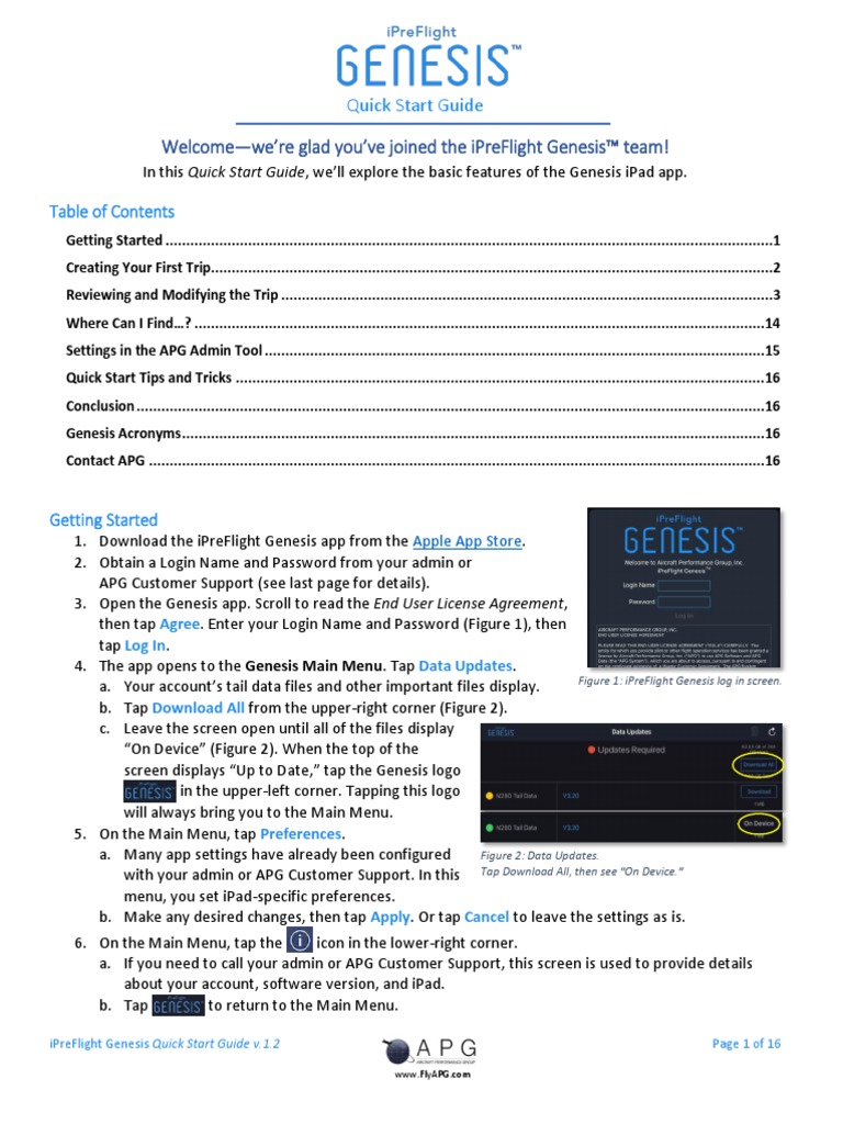 iPreFlight Genesis Quick Start Guide v.1.2 | PDF | Mobile App | Icon ...