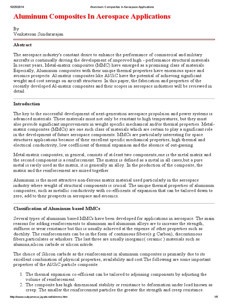 Aluminum Composites in Aerospace | PDF | Composite Material | Fibers