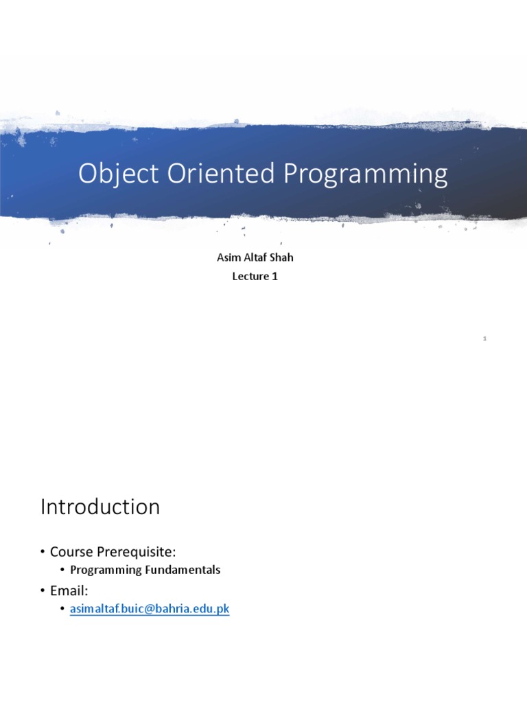 Object Oriented Programming: Asim Altaf Shah | PDF | Computer Program ...