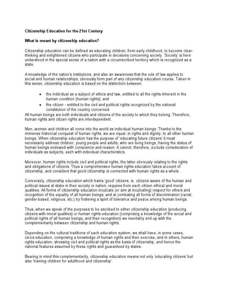 Citizenship Education in the Modern Era | PDF | Citizenship | Rights
