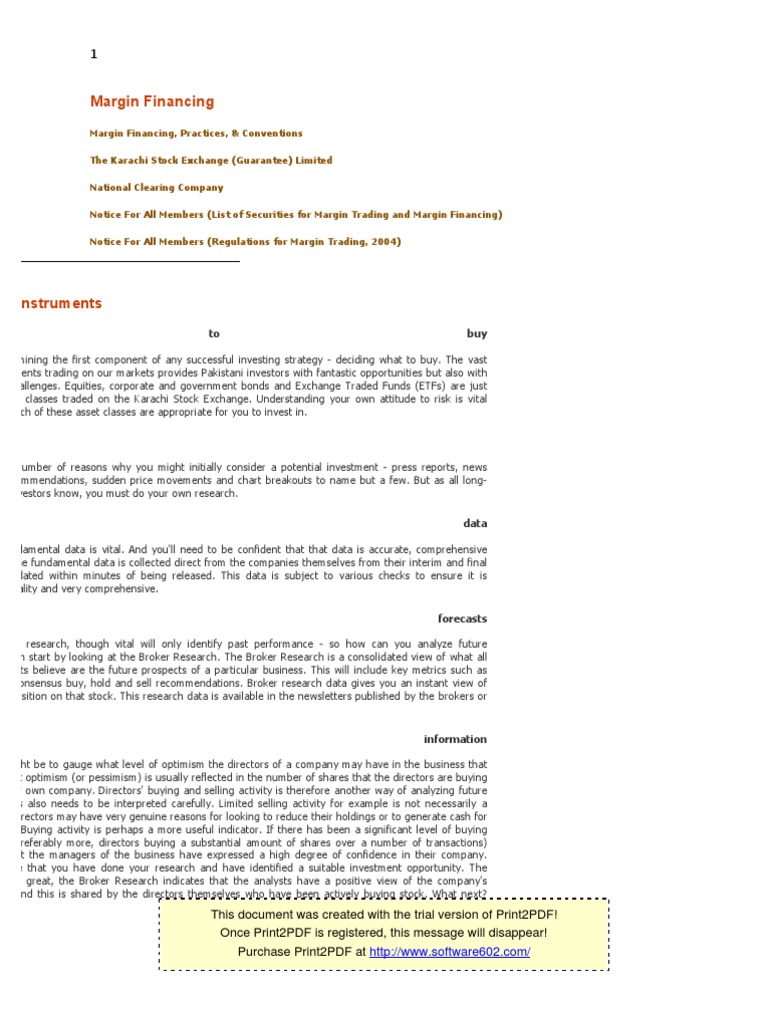 Margin Financing | PDF | Bonds (Finance) | Order (Exchange)