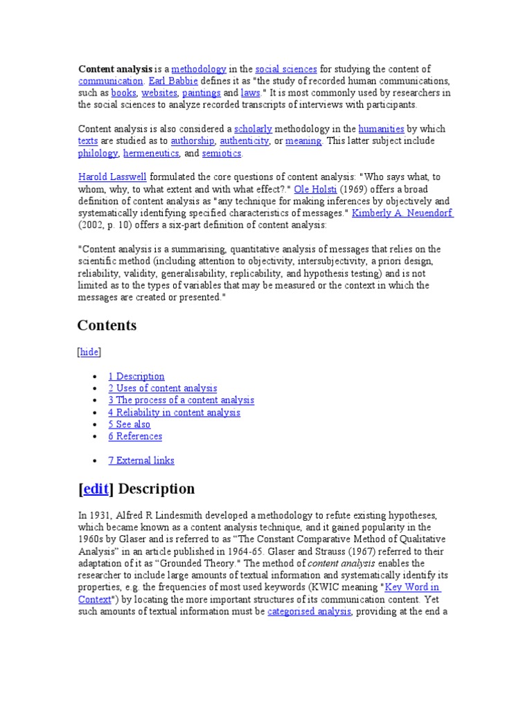 Content Analysis in Social Sciences | PDF | Evaluation Methods | Science