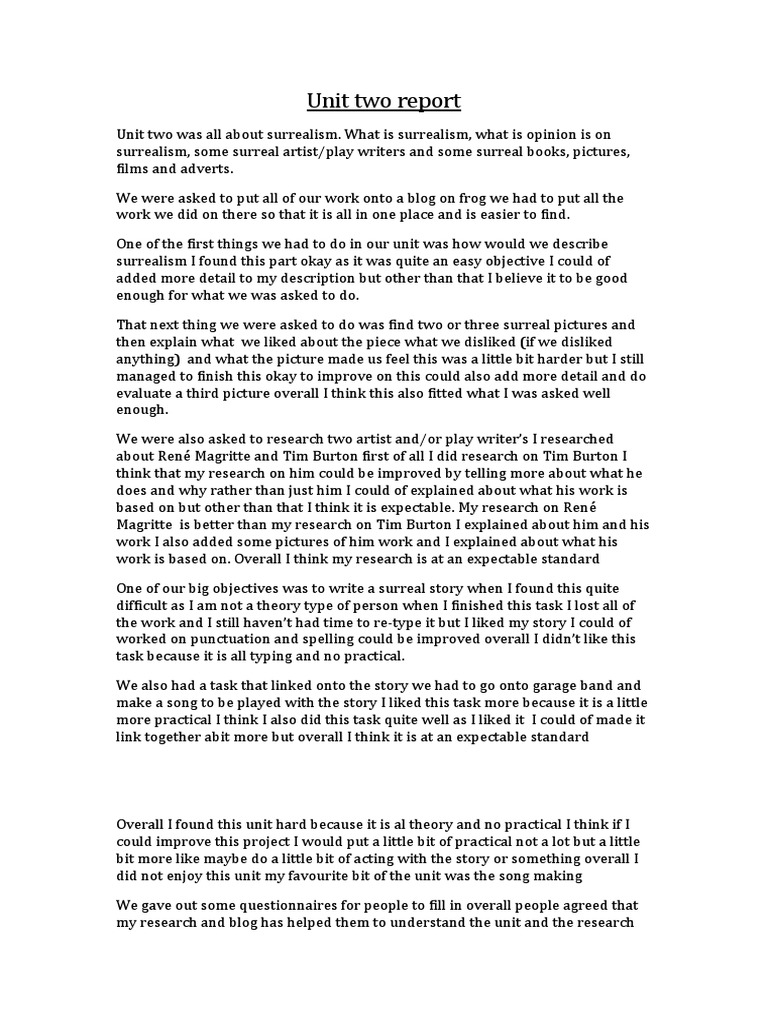 Exploring Surrealism: Unit Two Report | PDF
