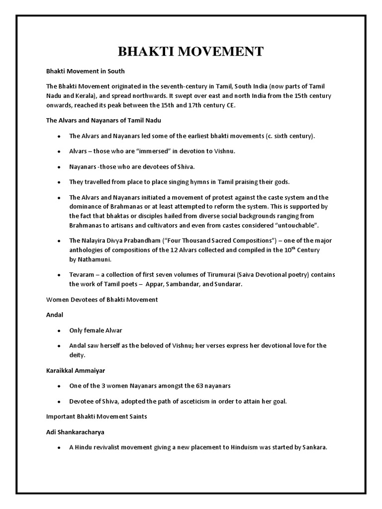 Bhakti Movement | PDF | Bhakti | Bhakti Movement