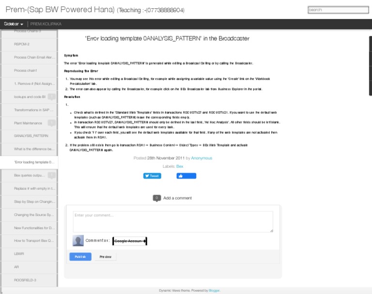 Fixing 'Error Loading Template' in BEx | PDF | Software Engineering ...
