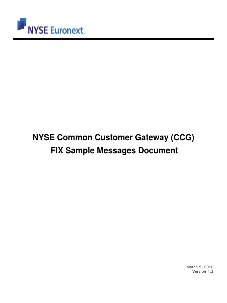 NYSE CCG FIX Message Samples Guide | PDF | Order (Exchange) | Computing