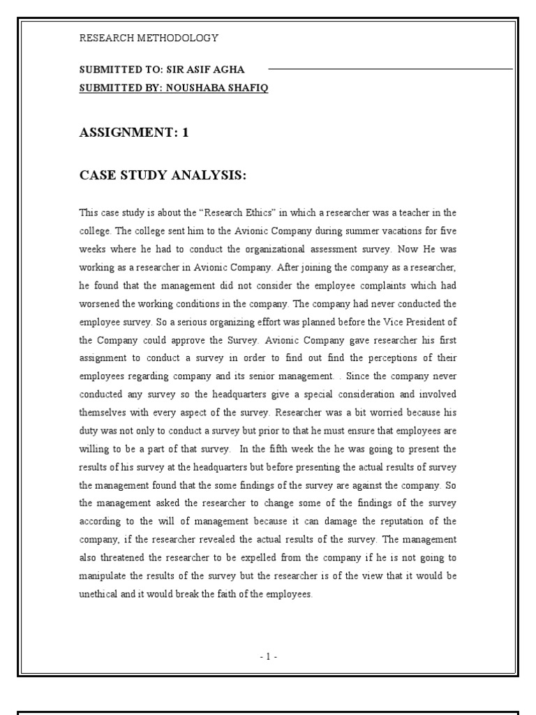Assignment: 1 Case Study Analysis:: Submitted To: Sir Asif Agha ...