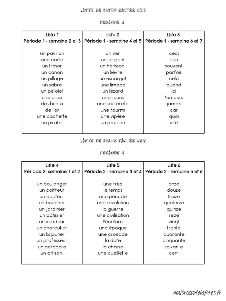 Dictée Ce2 Les Mots De La Semaine Liste Mots Dictée Ce2 MDLF Signed PDF | PDF | La nature | Science