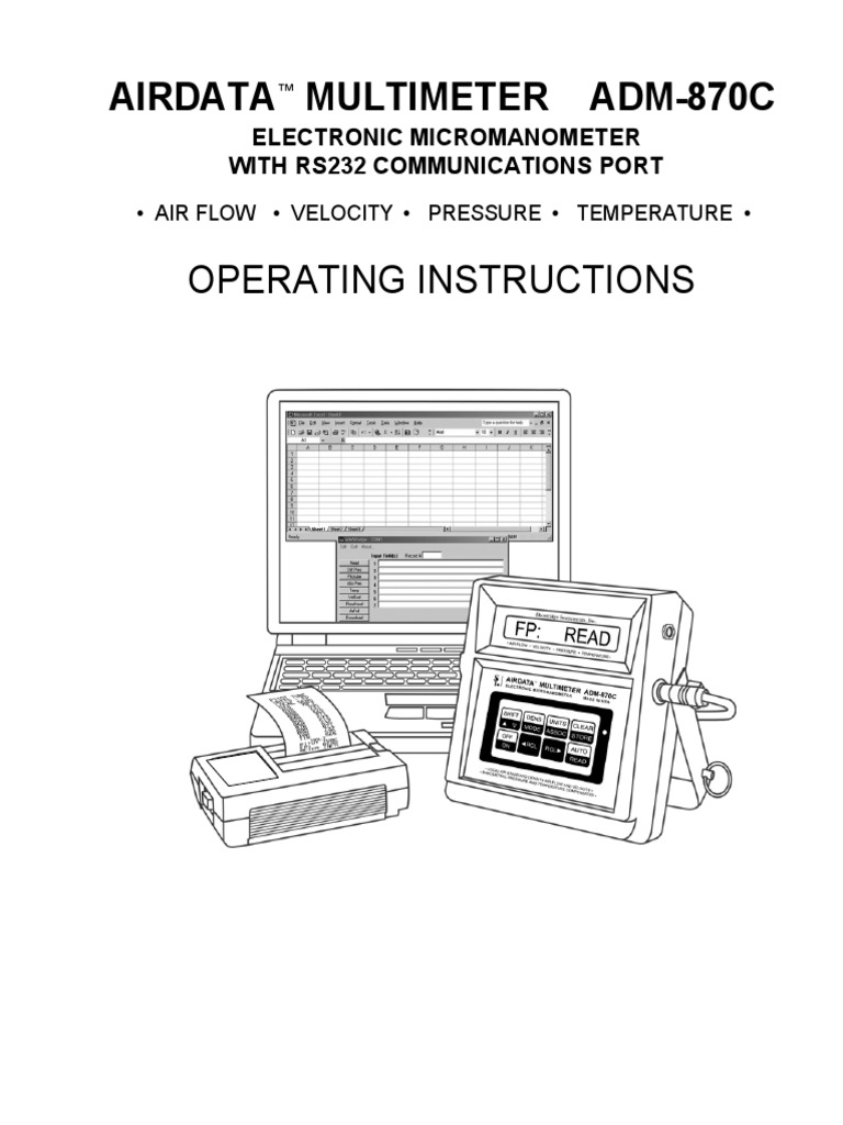 Airdata Multimeter Adm 870c Operating Instructions | PDF | Pressure ...