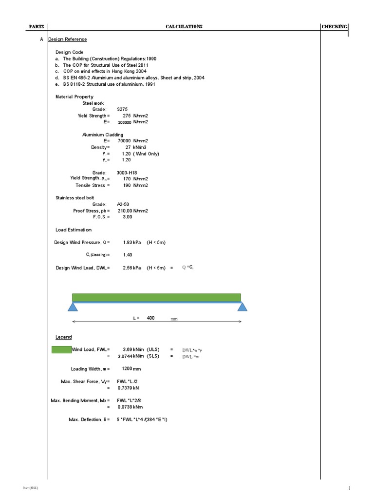 Aluminium Cladding Design Calculations | PDF